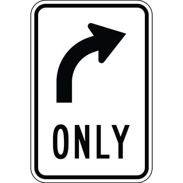 Mandatory Movement Lane Control with Right Arrow Sign