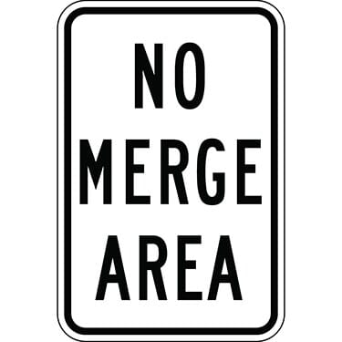 No Merge Area Sign