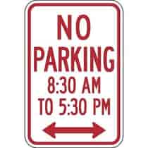 No Parking 8:30 A.M to 5:30 P.M with Double Arrow Sign