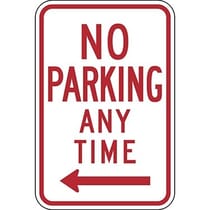 No Parking Anytime with Left Arrow Sign