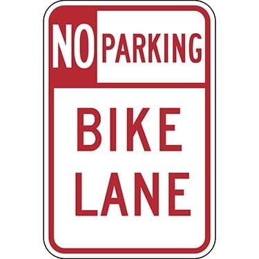 No Parking Bike Lane Sign