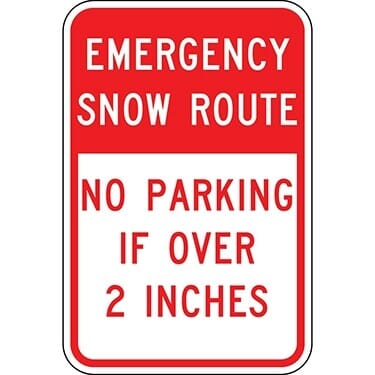 No Parking Emergency Snow Route Sign