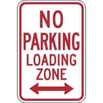 No Parking Loading Zone with Double Arrow Sign