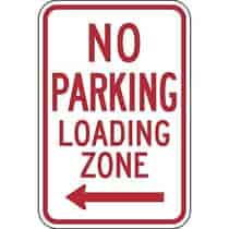 No Parking Loading Zone with Left Arrow Sign