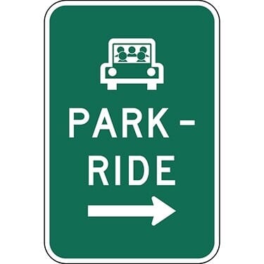 Park - Ride with Right Arrow Car Symbol Sign