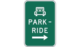 Car Rides Symbol Park - Ride with Right Arrow Car Symbol Sign SIGN-330 - - Barco Products