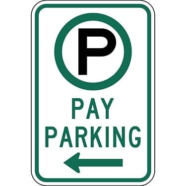 Parking Permitted Pay Parking with Left Arrow Sign