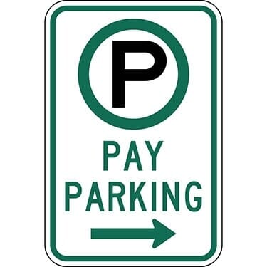 Parking Permitted Pay Parking with Right Arrow Sign