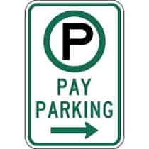 Parking Permitted Pay Parking with Right Arrow Sign