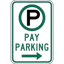 Parking Permitted Pay Parking with Right Arrow Sign