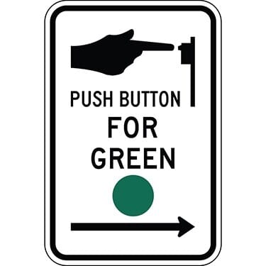 Push Button for Walk Signal with Right Arrow Sign