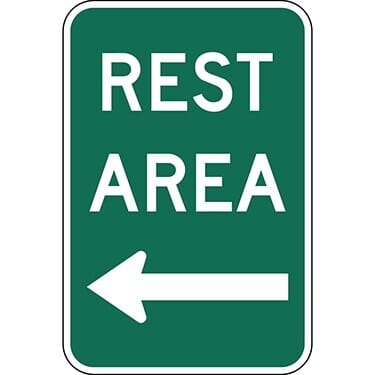 Rest Area with Left Arrow Sign