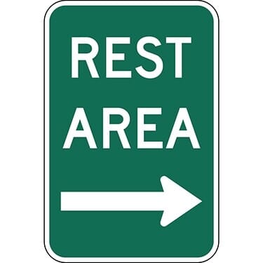 Rest Area with Right Arrow Sign