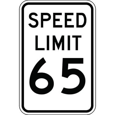 Speed Limit 65 Sign