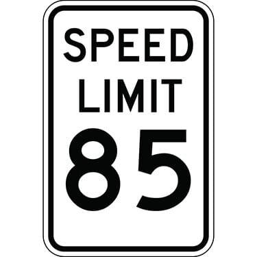 Speed Limit 85 Sign