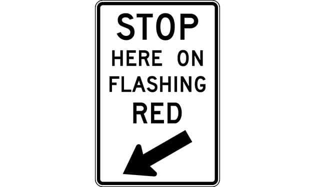 Stop Here on Flashing Red Sign - - TreeTop Products