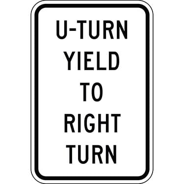 U-Turn Yield To Right Turn Sign