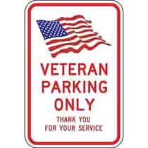 Veteran Parking Only with Flag Sign