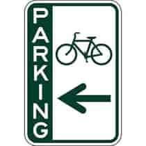 Bicycle Parking Symbol with Left Arrow - Side Bar Sign