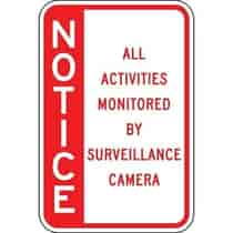 Notice All Activities Monitored By Camera Red - Side Bar Sign