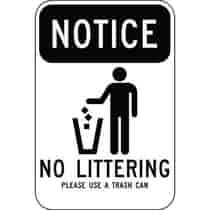 Notice No Littering Please Use Trash Can with Symbol Sign