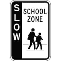 Slow School Zone with Symbol - Side Bar Sign