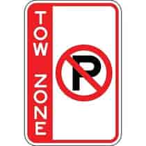 Tow Zone with No Parking Symbol - Side Bar Sign