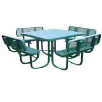 Heavy-Duty Square Plastic-Coated  Table with Backrests
