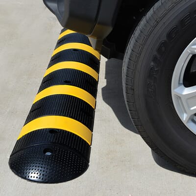Car approaching Speed Bump.