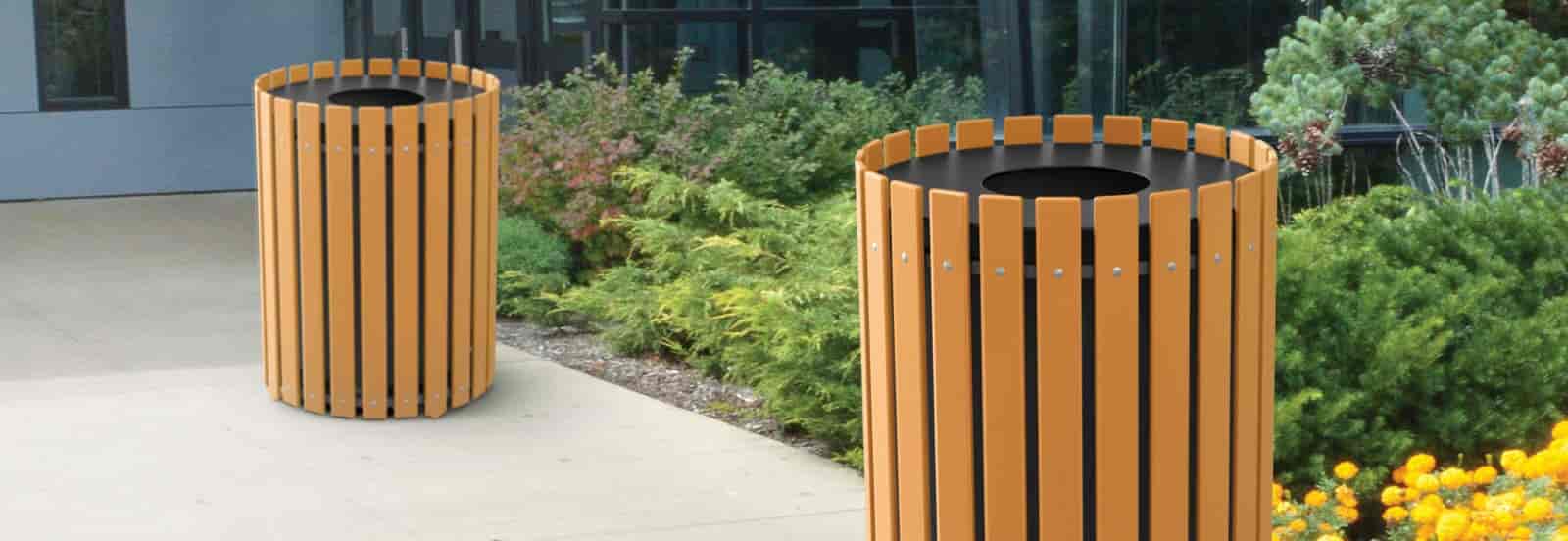 Recycled Plastic Slat Design Round Receptacles